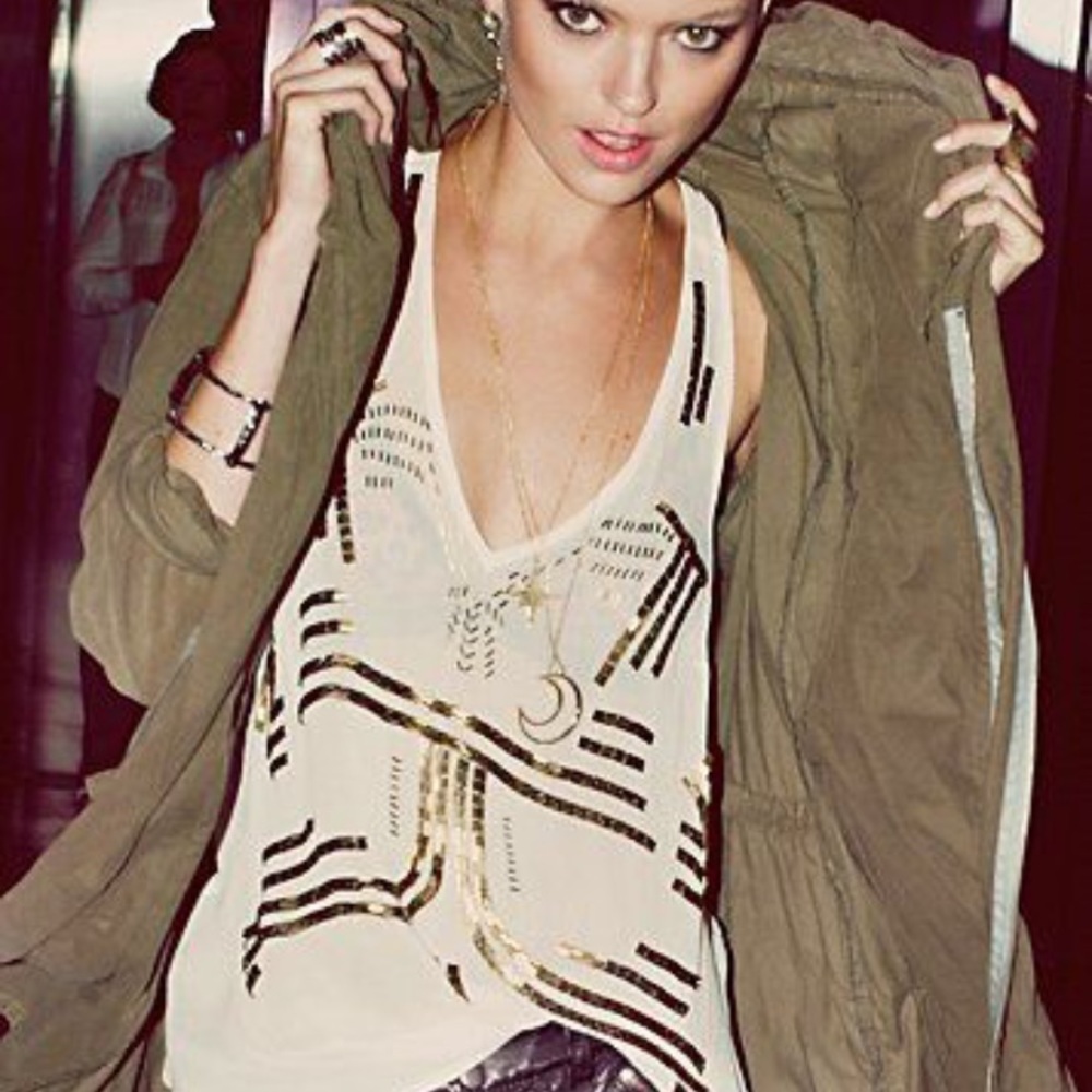 Free People Sheer Beaded Tank